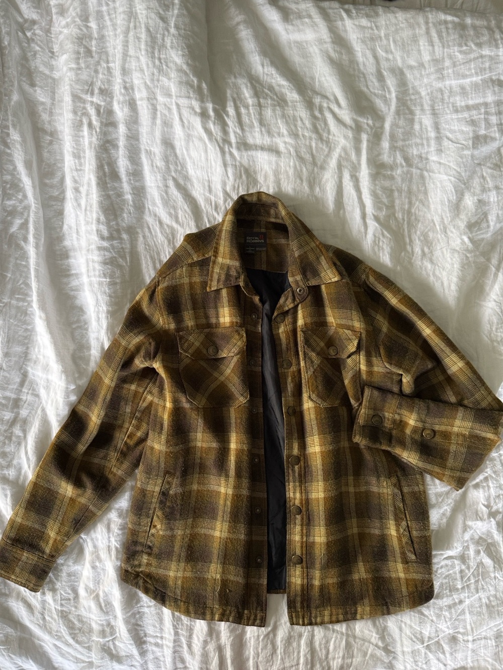 Vintage Royal Robbins Men's Plaid Shacket in Olive and Brown